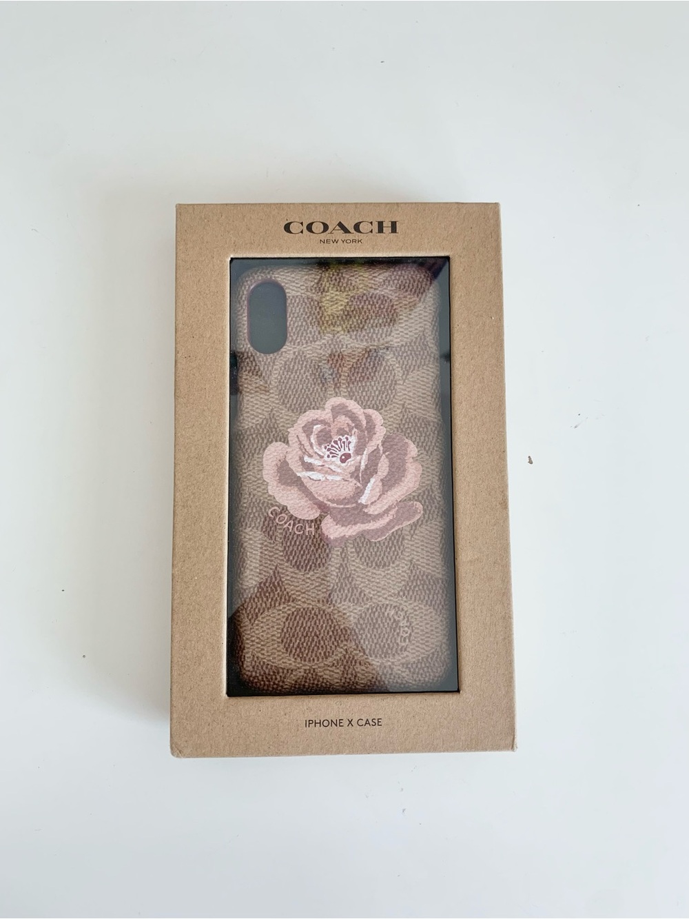 NEW Coach Brown Monogram Rose Flower Iphone X/XS Protective Case